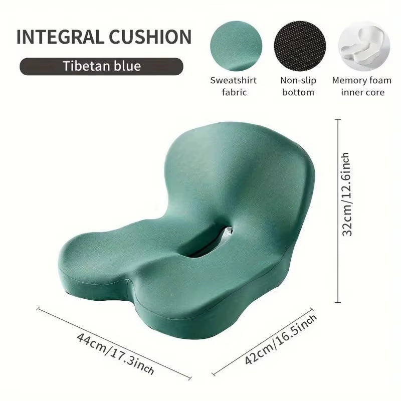 Memory Foam One-Piece Seat Cushion Backrest Office Chair Cushion Massage Lumbar Support Pain Relief Breathable Car Butt Pad