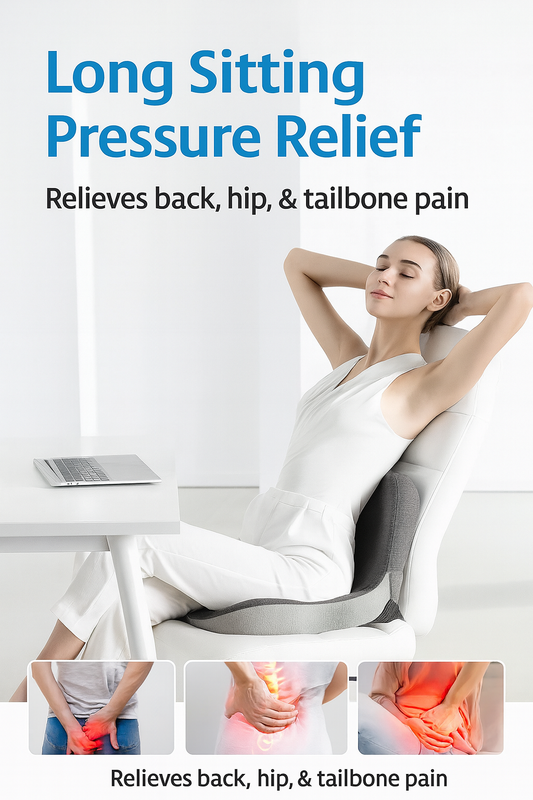 Orthopedic Memory Foam Seat & Back Cushion – Tailbone and Lower Back Pain Relief