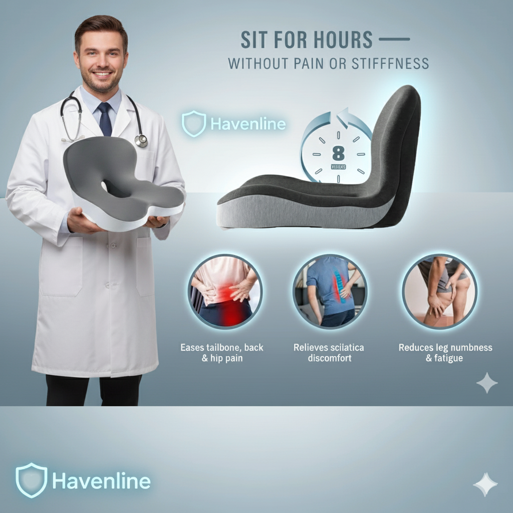 Memory Foam One-Piece Seat Cushion Backrest Office Chair Cushion Massage Lumbar Support Pain Relief Breathable Car Butt Pad