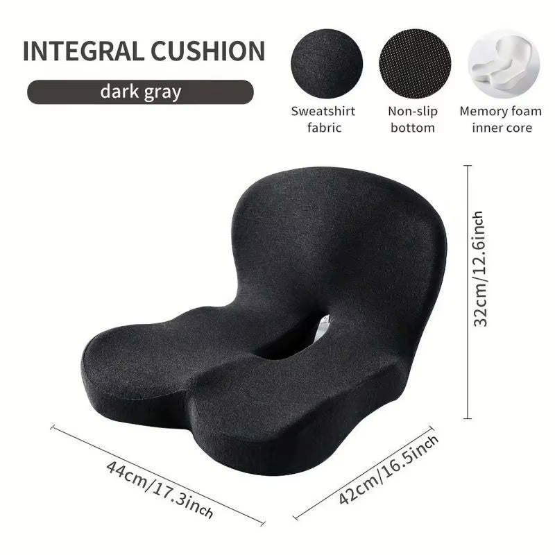 Memory Foam One-Piece Seat Cushion Backrest Office Chair Cushion Massage Lumbar Support Pain Relief Breathable Car Butt Pad