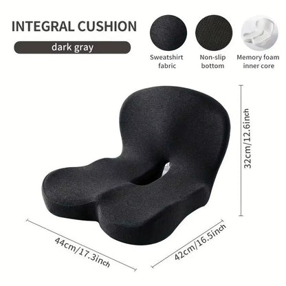 Memory Foam One-Piece Seat Cushion Backrest Office Chair Cushion Massage Lumbar Support Pain Relief Breathable Car Butt Pad