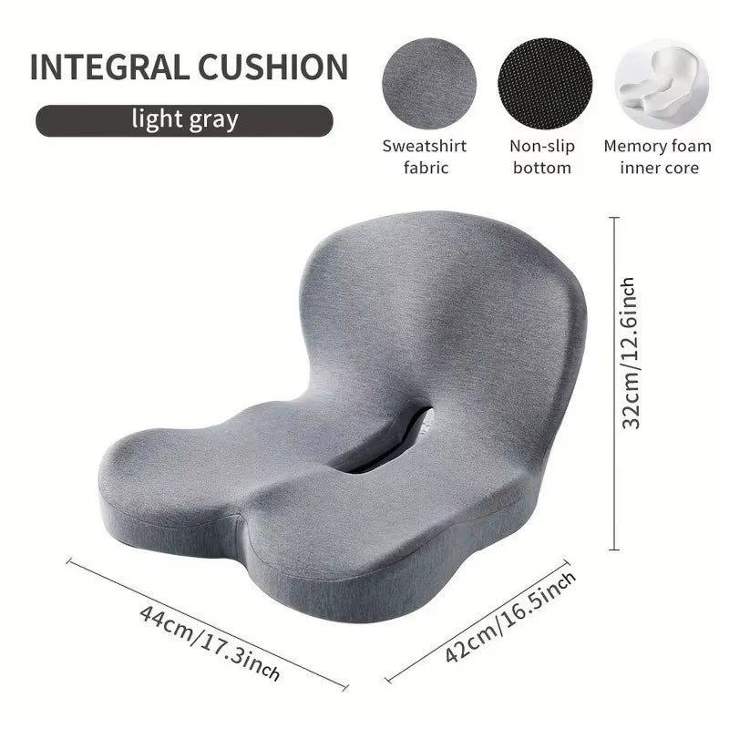 Memory Foam One-Piece Seat Cushion Backrest Office Chair Cushion Massage Lumbar Support Pain Relief Breathable Car Butt Pad